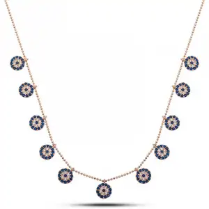 Gümüş Rose Nazarlı Şans Kadın Kolye