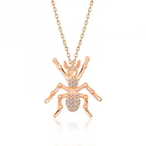 Gümüş Rose Örümcek Bayan Kolye