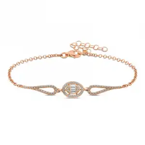 Gümüş Rose Oval Baget Bileklik