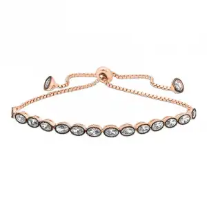 Gümüş Rose Oval Kesim Elmas Montür Asansör Bileklik