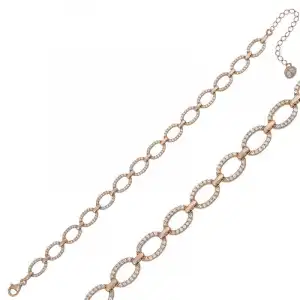 Gümüş Rose Oval Taşlı Bayan Bileklik