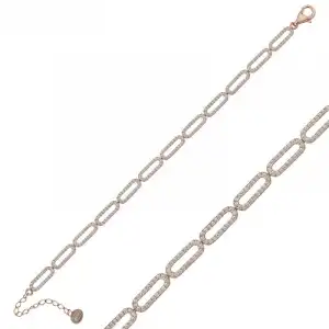 Gümüş Rose Oval Taşlı Bayan Bileklik