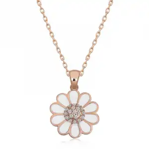 Gümüş Rose Papatya Kadın Kolye