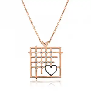 Gümüş Rose Parmaklıklar Arasındaki Aşk Kolye