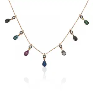 Gümüş Rose Renkli Bayan Şans Kolyesi