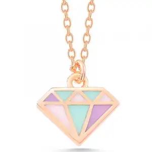 Gümüş Rose Renkli Elmas Kadın Kolye