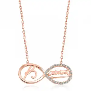 Gümüş Rose Sonsuzluk Kemal Atatürk Bayan Kolye