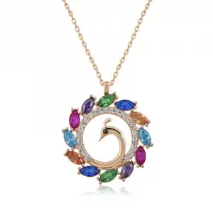 Gümüş Rose Tavus Kuşu Bayan Kolye