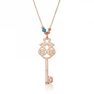 Gümüş Rose Ya Fettah Yazılı Bayan Kolye