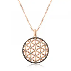 Gümüş Rose Yaşam Çiçeği Kolye