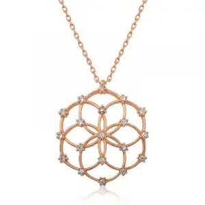 Gümüş Rose Yaşam Çiçeği Kolye