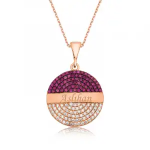 Gümüş Rose Yuvarlak İsimli Bayan Kolye