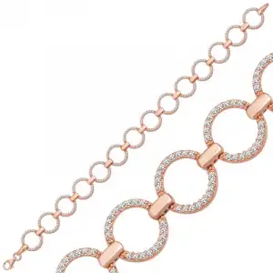 Gümüş Rose Yuvarlak Taşlı Kadın Bileklik