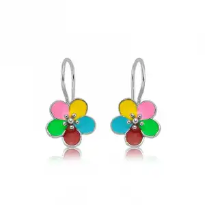 Gümüş Sallantılı Çiçek Çocuk Küpesi