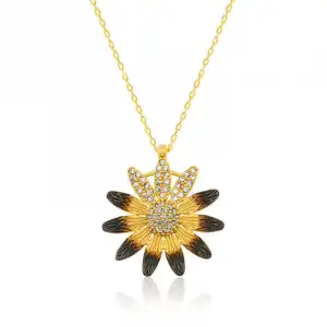 Gümüş Sarı Papatya Bayan Kolye