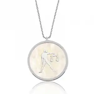 Gümüş Sedef Taşlı Terazi Burcu Bayan Kolye