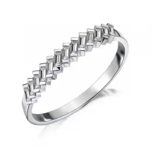 Gümüş Sıralı Baget Taşlı Bayan Yüzük