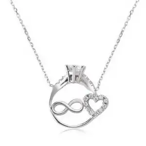 Gümüş Sonsuzluk Kalpli Tek Taş Bayan Kolye