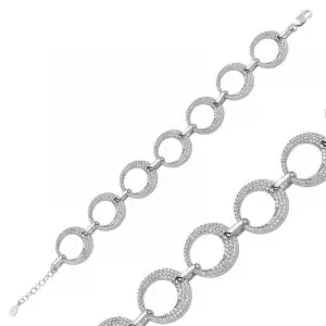 Gümüş Taşlı Halka Bayan Bileklik