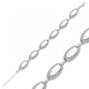 Gümüş Taşlı Oval Bayan Bileklik