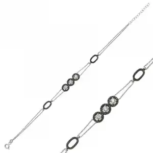 Gümüş Üç Taşlı Bayan Bileklik