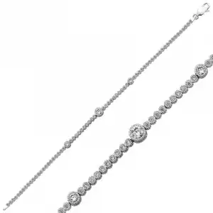 Gümüş Üç Taşlı Su Yolu Bayan Bileklik