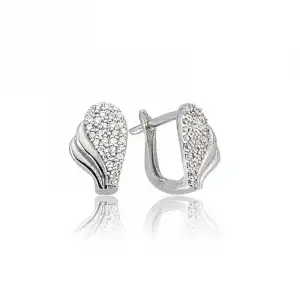 Gümüş Yaprak Desenli Küpe