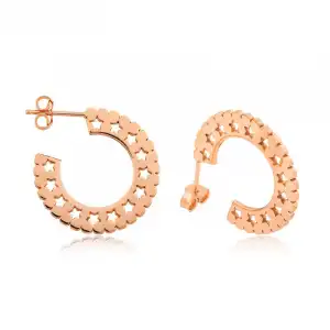 Gümüş Yıldız Desenli Halka Bayan Küpe