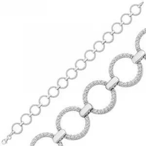 Gümüş Yuvarlak Taşlı Kadın Bileklik