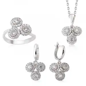 Gümüş Zirkon Taşlı Bayan Set