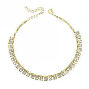 Gümüş Zirkon Taşlı Gold Halhal