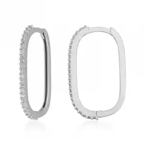 Gümüş Zirkon Taşlı Halka Küpe