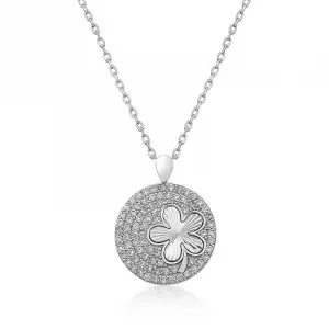 Gümüş Zirkon Taşlı Yonca Bayan Kolye