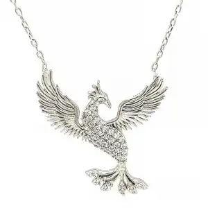 Gümüş Zümrüdü Anka Kuşu Kadın Kolye