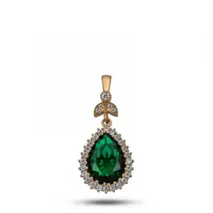 Gümüş Zümrüt Taşlı Hürrem Kadın Kolye Ucu