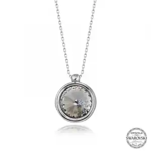 Swarovski Crystal Taşlı Çerçeveli Gümüş Kadın Kolye