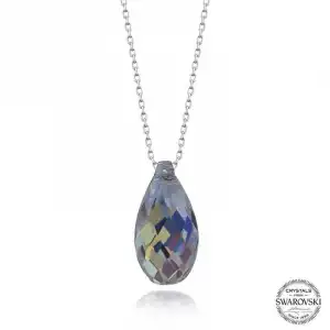 Swarovski Crystal Taşlı Drop Kesim Gümüş Kadın Kolye