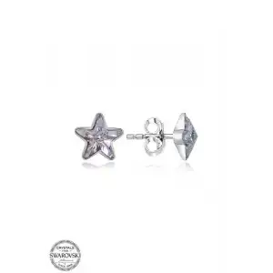 Swarovski Crystal Taşlı Gümüş Yıldız Çivili Kadın Küpe