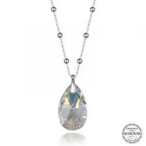 Swarovski Crystal Taşlı Top Zincir Damla Gümüş Kadın Kolye