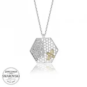 Swarovski Taşlı Gümüş Arı Bayan Kolye