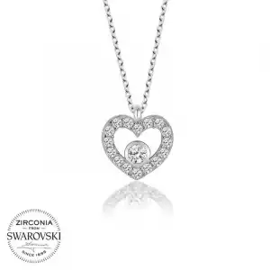 Swarovski Taşlı Gümüş Kalp Bayan Kolye