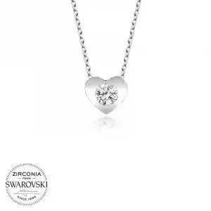 Swarovski Taşlı Gümüş Kalp Bayan Kolye