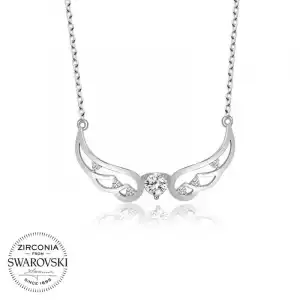 Swarovski Taşlı Gümüş Kanat Bayan Kolye