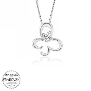 Swarovski Taşlı Gümüş Kelebek Bayan Kolye