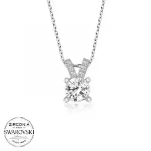 Swarovski Taşlı Gümüş Tektaş Bayan Kolye