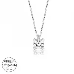 Swarovski Taşlı Gümüş Tektaş Bayan Kolye