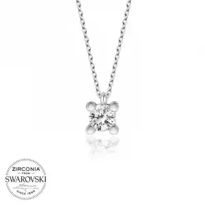 Swarovski Taşlı Gümüş Tektaş Bayan Kolye