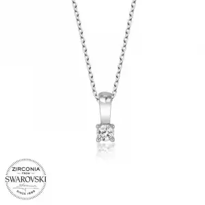 Swarovski Taşlı Gümüş Tektaş Bayan Kolye