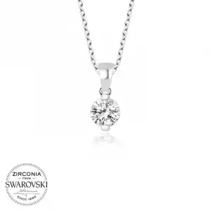 Swarovski Taşlı Gümüş Tektaş Bayan Kolye