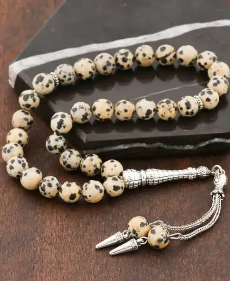 ​doğaltaş Metal Püsküllü Dalmaçyalı Jasper Taşı Tesbih